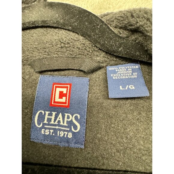 CHAPS FLEECE SOFT SHELL CLASSIC OUTDOOR BLACK LARGE MENS FULL ZIP JACKET - Picture 5 of 6